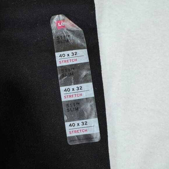 Levi's 511 Slim Fit Men's Stretch Straight Jeans Black 40 x 32 NWT - Picture 3 of 9